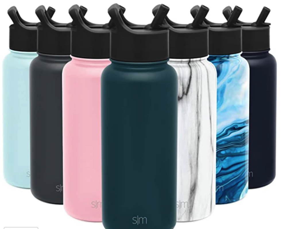 Simple Modern Insulated Water Bottle with Straw Lid 1 Liter Reusable Wide Mouth Stainless Steel Flask Thermos, 32oz (945ml), Seaside