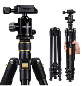 K&F Concept 62'' DSLR Tripod, Lightweight and Compact Aluminum Camera Tripod with 360 Panorama Ball Head Quick Release Plate for Travel and Work (TM2324 Black)